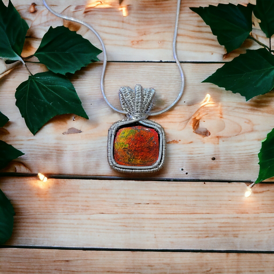 Ammolite & Sterling Silver Necklace