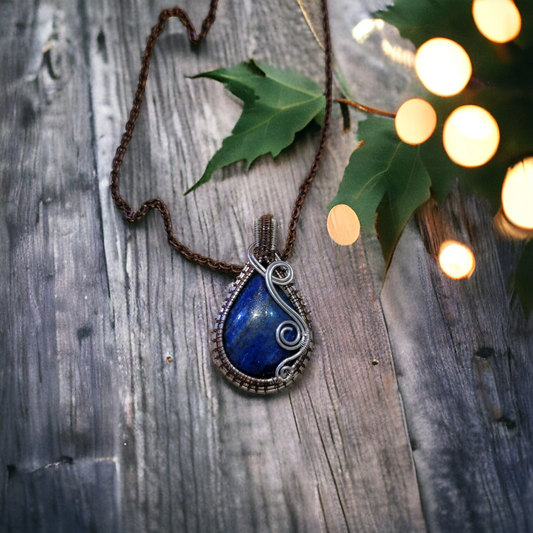 Lapis Lazuli Sterling Silver and Copper Necklace