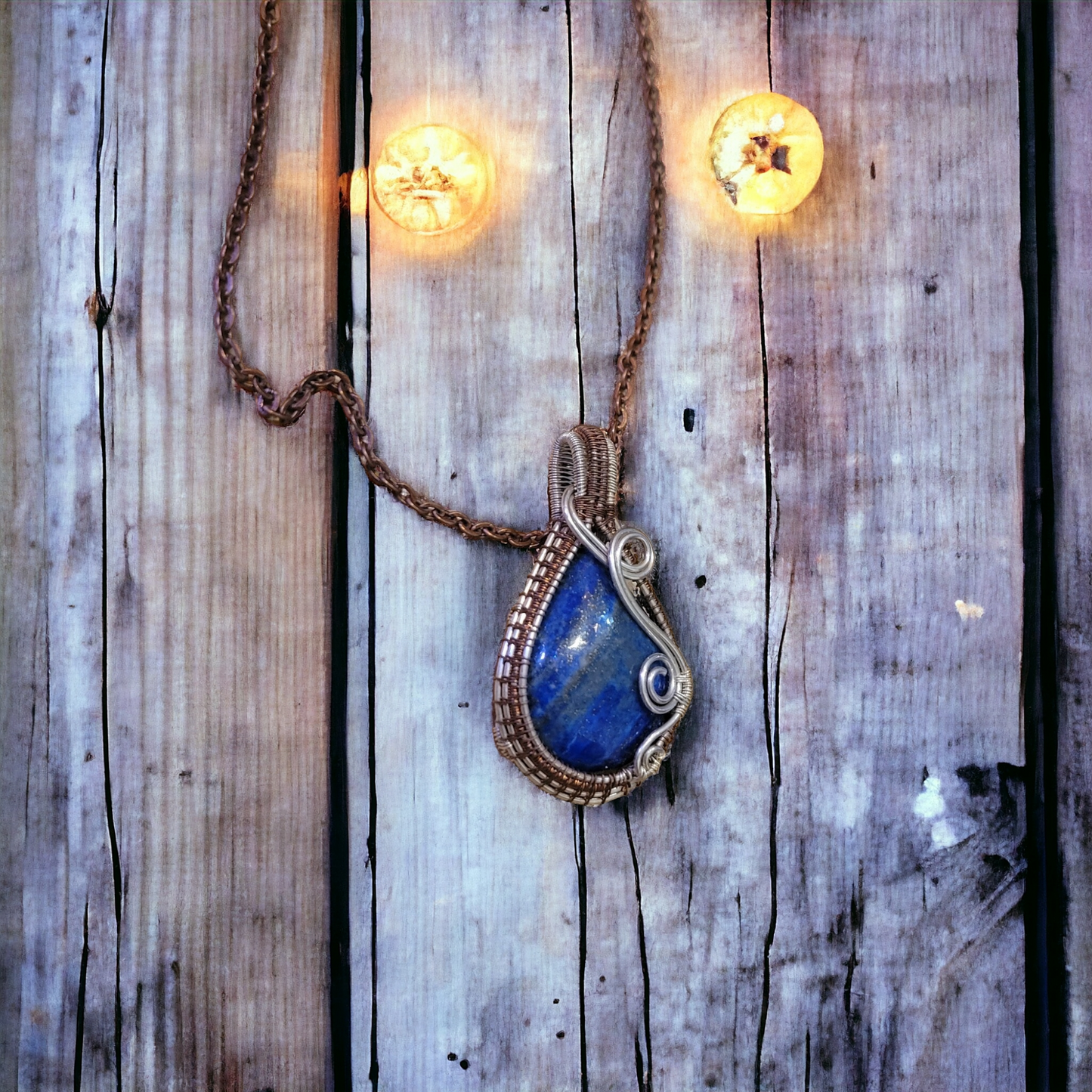 Lapis Lazuli Sterling Silver and Copper Necklace